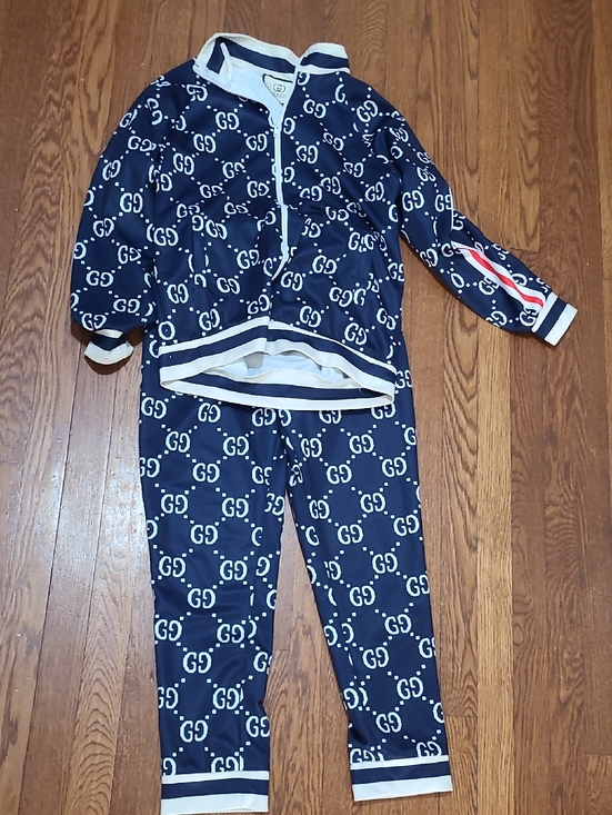 Gucci Other - Gucci Navy GG Monogram Track Set with White Trim